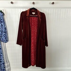 Long velvet duster coat